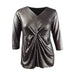 Alfani Women's Plus Size Metallic Twist-Front Top