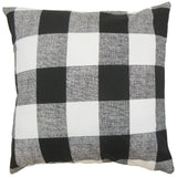 Alfonso Plaid 22-inch Down Feather Throw Pillow Black White