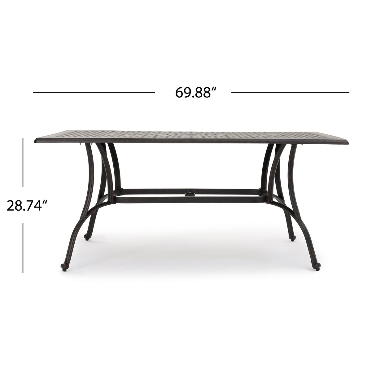 Alfresco Cast Aluminum Patio Dining Table by Christopher Knight Home - 67.50 L x 37.50 W x 29 H