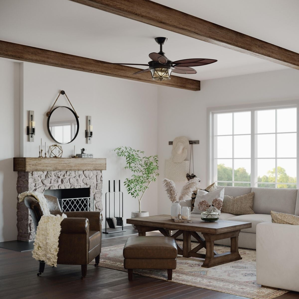 Alfresco Collection 54" Indoor Outdoor Five-Blade Architectural Bronze Ceiling Fan - 13.580" x 36.690" x 17.320"
