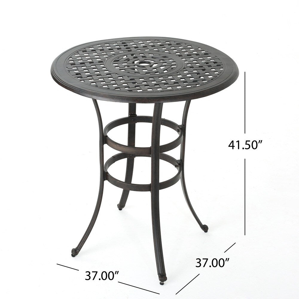 Alfresco Outdoor 3-piece Round Aluminum Bar Set with Umbrella Hole by Christopher Knight Home