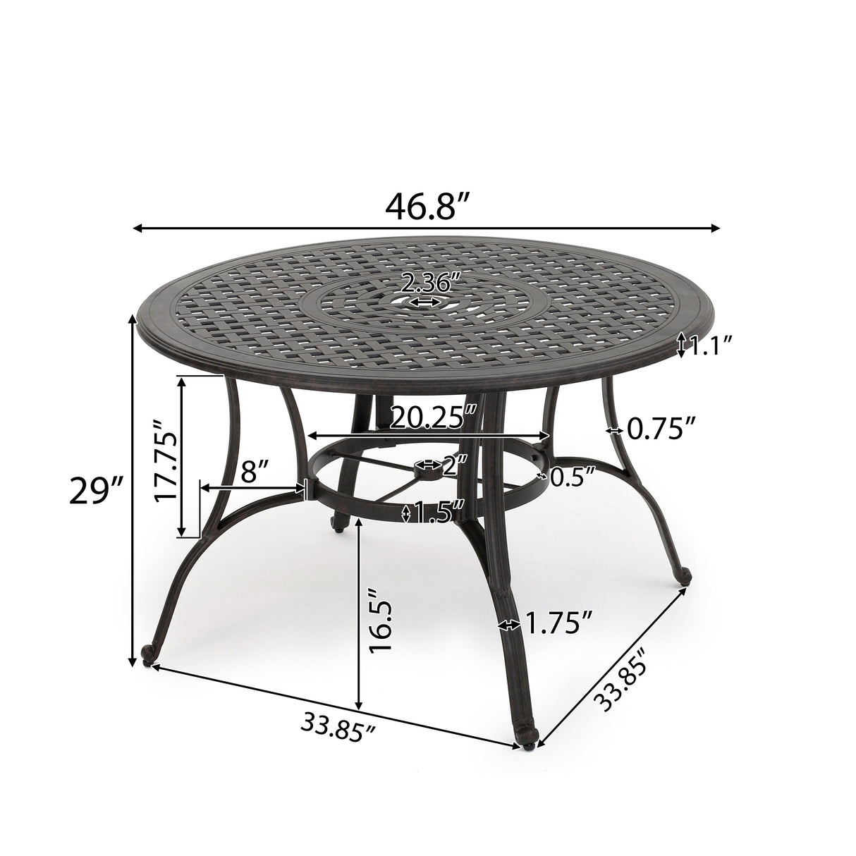Alfresco Outdoor Cast Aluminum Circular Dining Table (ONLY) by Christopher Knight Home - 48.43 L x 48.43 W x 28.74 H