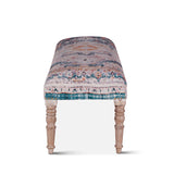 Algiers 60-Inch Turquoise Print Upholstered Bench