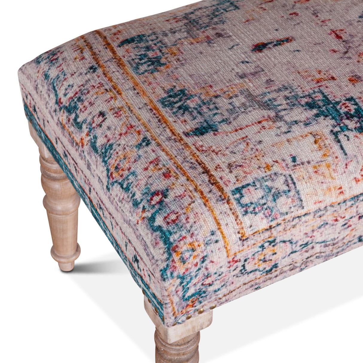 Algiers 60-Inch Turquoise Print Upholstered Bench