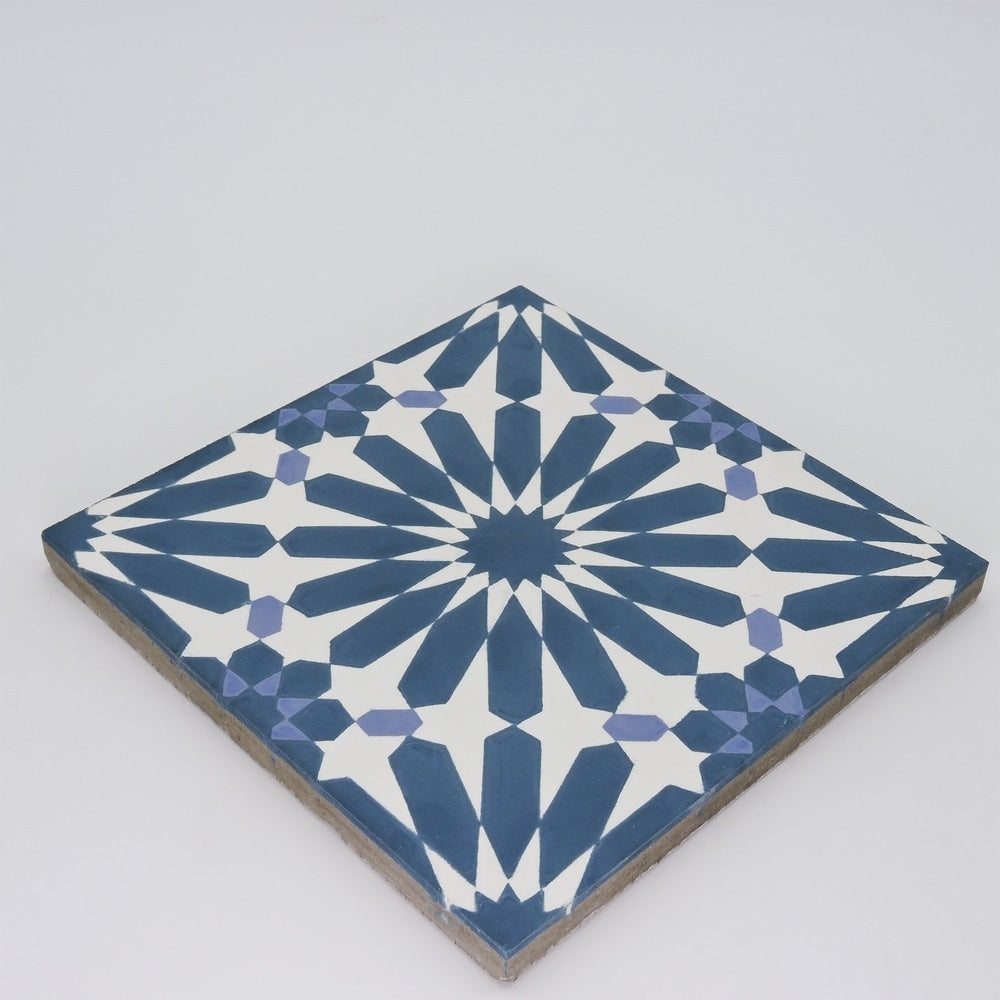 Handmade Alhambra in Navy Blue, Purple Tile, Pack of 12 (Morocco)
