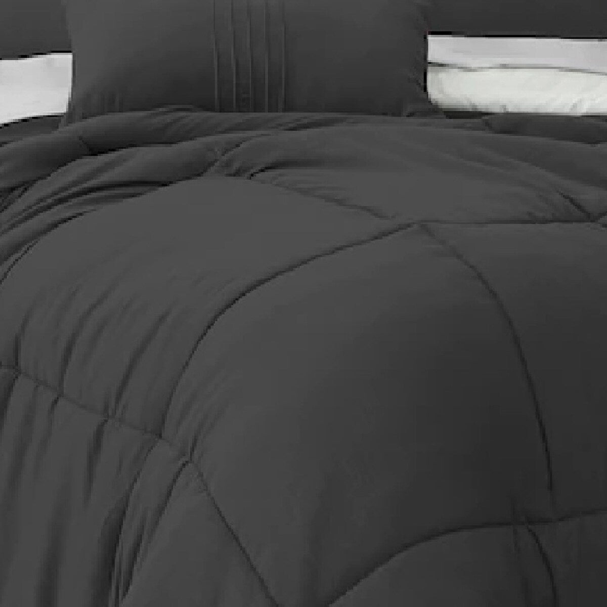 Alice 6 Piece Twin Comforter Set, Reversible, Dark Gray By The Urban Port