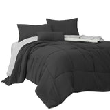 Alice 6 Piece Twin Comforter Set, Reversible, Dark Gray By The Urban Port