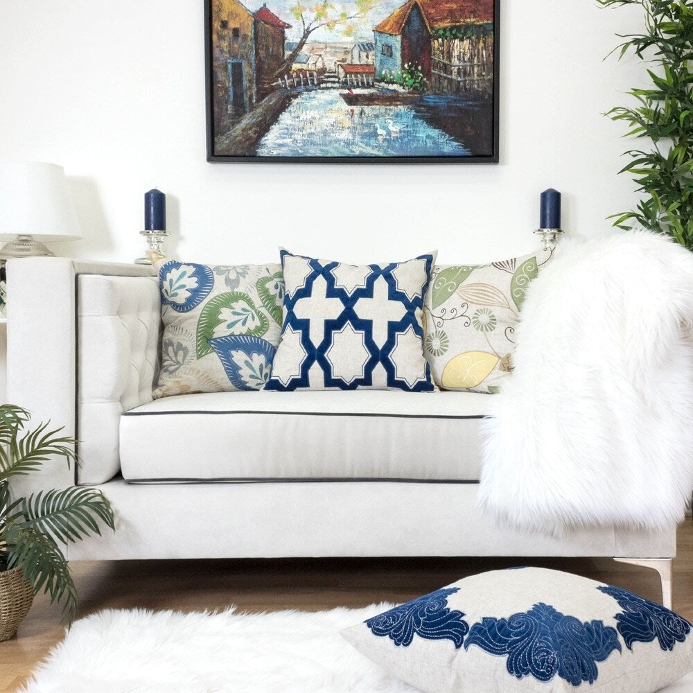 Alina Embroidery 20" Square Decorative Throw Pillow