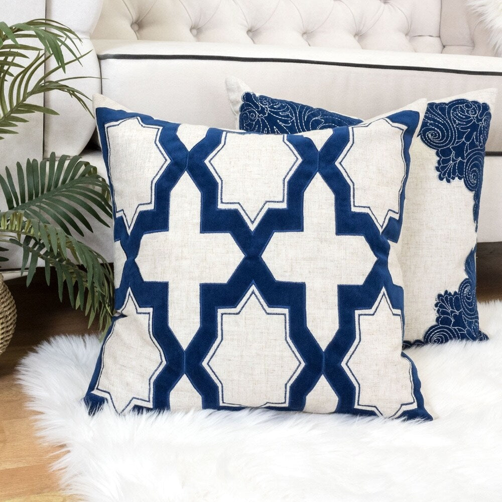 Alina Embroidery 20" Square Decorative Throw Pillow
