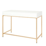 Alios Desk with White Gloss Finish and Gold Base