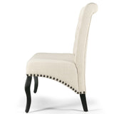 Alisa Beige Upholstered Settee Banquette Bench Loveseat Button Tufted
