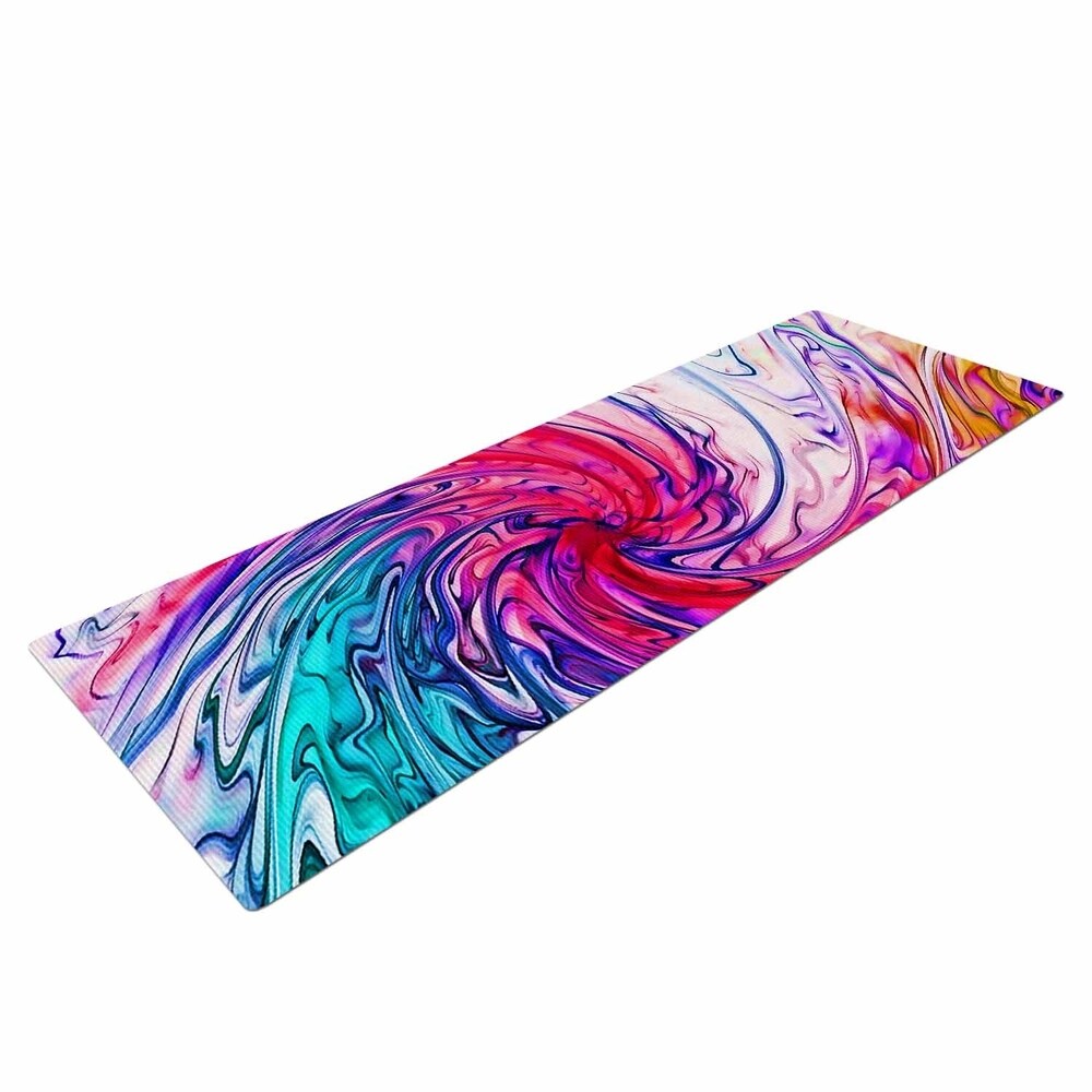 Alison Coxon "Colour Wave" Teal Fantasy Yoga Mat - Multi