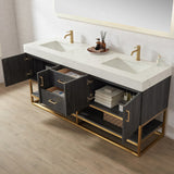 Alistair Bath Vanity with Grain White Stone Top without Mirror