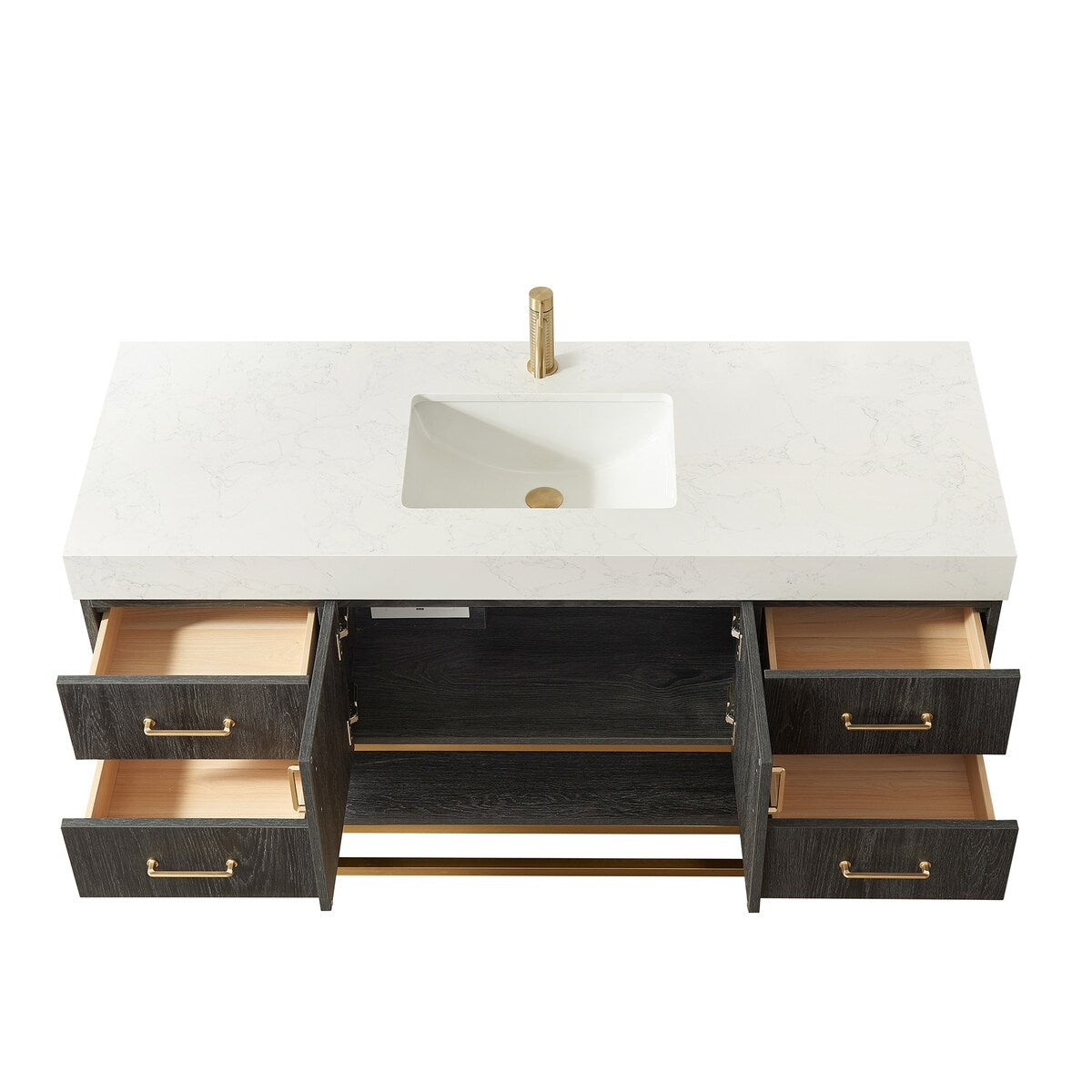Alistair Bath Vanity with Grain White Stone Top without Mirror