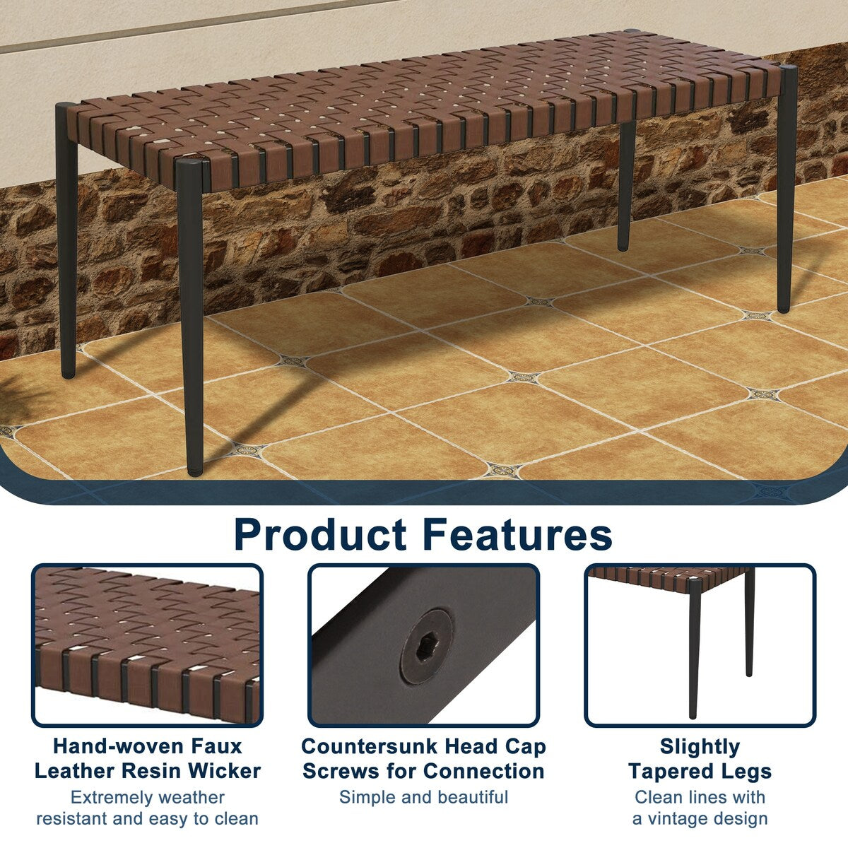 All-Iron Detachable Rattan Bench