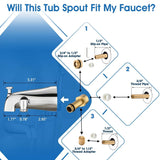 All Metal Bathtub Faucet with Sprayer, 6 Settings Handheld Shower with Switch