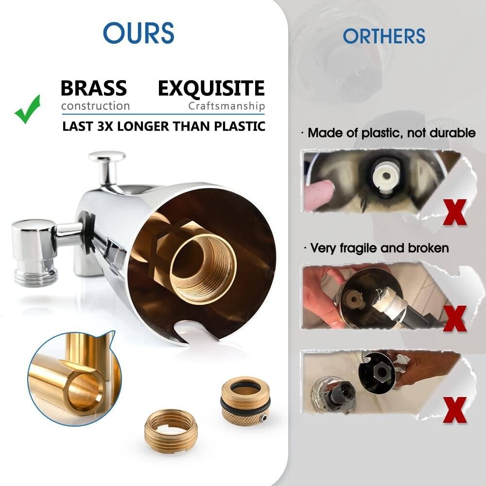 All Metal Bathtub Faucet with Sprayer, 6 Settings Handheld Shower with Switch