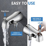 All Metal Bathtub Faucet with Sprayer, 6 Settings Handheld Shower with Switch