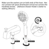 All Metal Bathtub Faucet with Sprayer, 6 Settings Handheld Shower with Switch