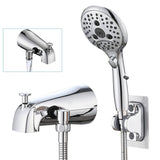 All Metal Bathtub Faucet with Sprayer, 6 Settings Handheld Shower with Switch