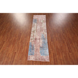 All-Over Abstract Indian Runner Rug Handmade Wool Carpet - 2'8"x 9'9"
