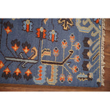 All-Over Blue Kazak Indian Accent Area Rug Hand-Knotted Wool Carpet - 3'1"x 5'0"