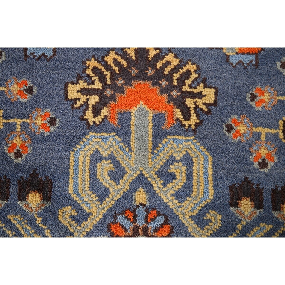 All-Over Blue Kazak Indian Accent Area Rug Hand-Knotted Wool Carpet - 3'1"x 5'0"