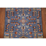 All-Over Blue Kazak Indian Accent Area Rug Hand-Knotted Wool Carpet - 3'1"x 5'0"