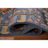 All-Over Blue Kazak Indian Accent Area Rug Hand-Knotted Wool Carpet - 3'1"x 5'0"