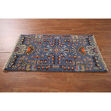 All-Over Blue Kazak Indian Accent Area Rug Hand-Knotted Wool Carpet - 3'1"x 5'0"