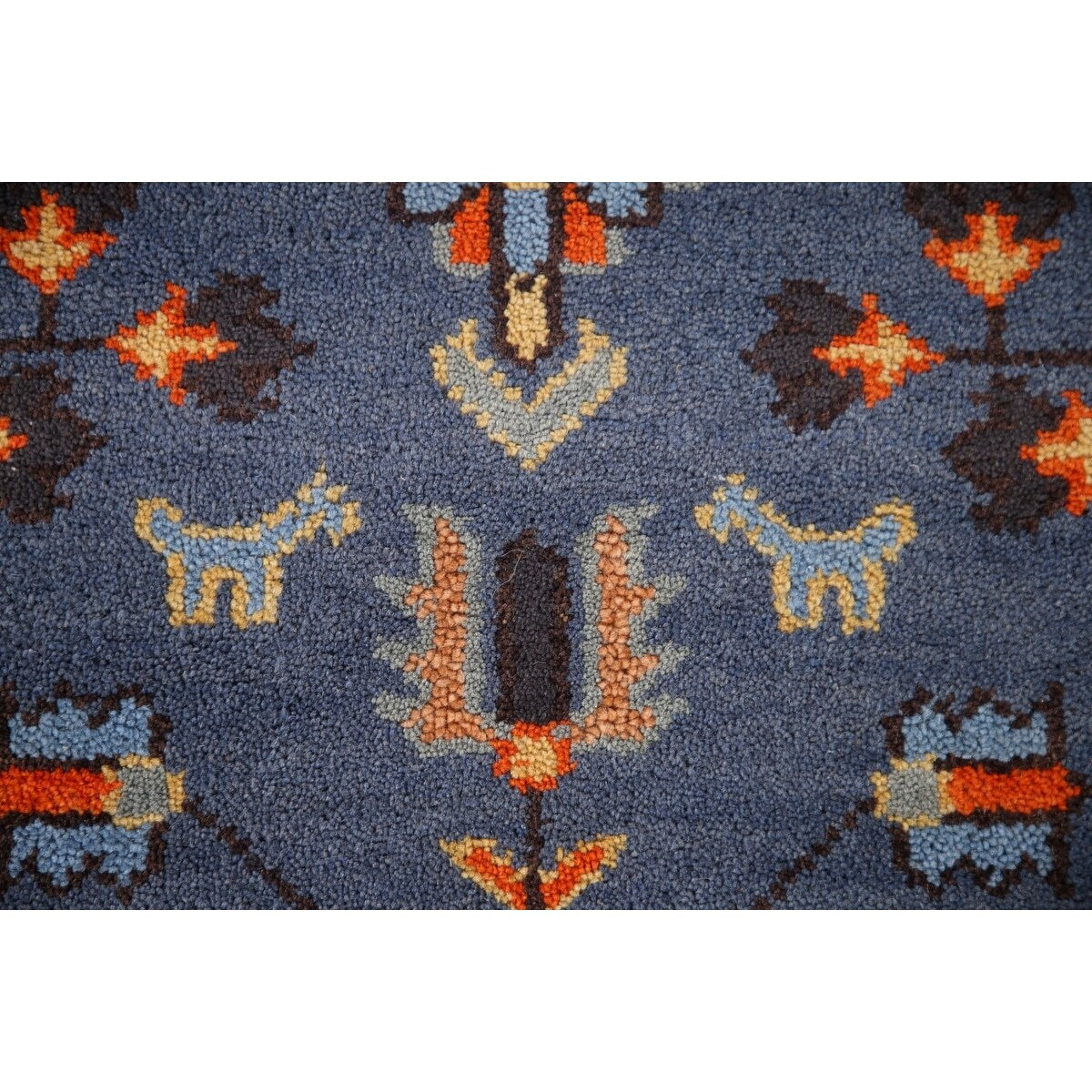 All-Over Blue Kazak Indian Accent Area Rug Hand-Knotted Wool Carpet - 3'1"x 5'0"