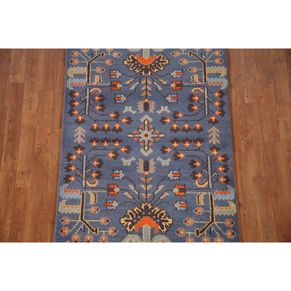 All-Over Blue Kazak Indian Accent Area Rug Hand-Knotted Wool Carpet - 3'1"x 5'0"