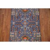All-Over Blue Kazak Indian Accent Area Rug Hand-Knotted Wool Carpet - 3'1"x 5'0"