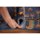 All-Over Blue Kazak Indian Accent Area Rug Hand-Knotted Wool Carpet - 3'1"x 5'0"