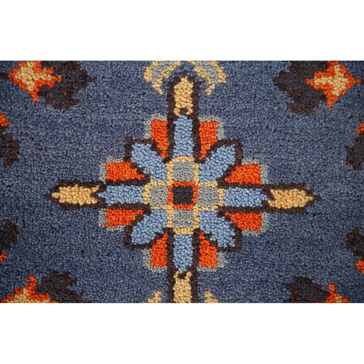 All-Over Blue Kazak Indian Accent Area Rug Hand-Knotted Wool Carpet - 3'1"x 5'0"