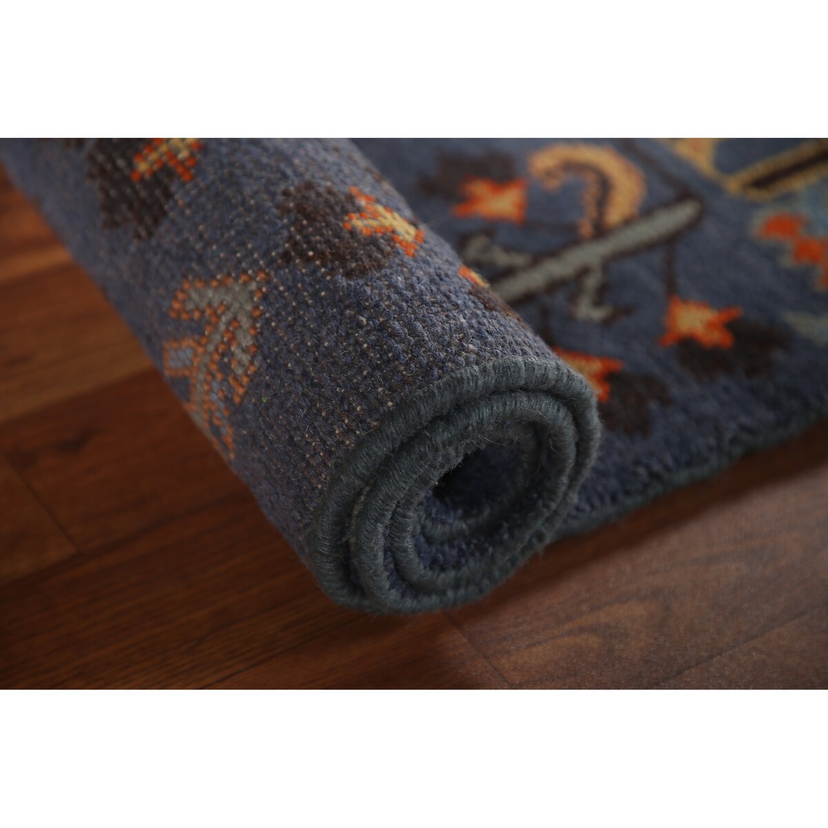 All-Over Blue Kazak Indian Accent Area Rug Hand-Knotted Wool Carpet - 3'1"x 5'0"