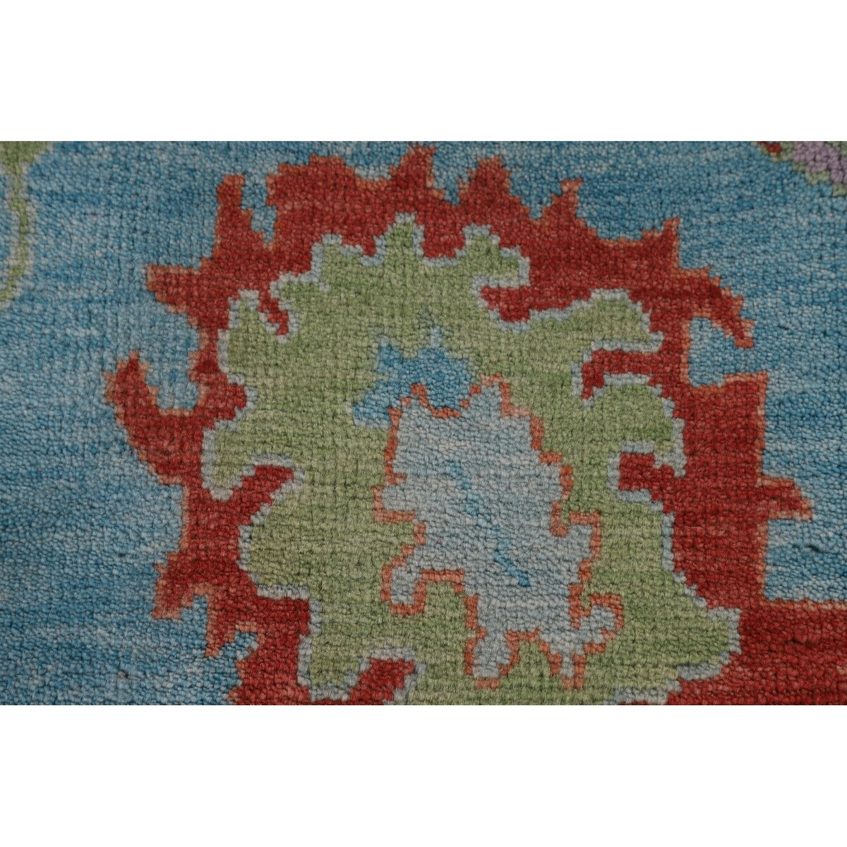 All-Over Blue Oushak Area Rug Handmade Wool Carpet - 7'7" x 10'5"