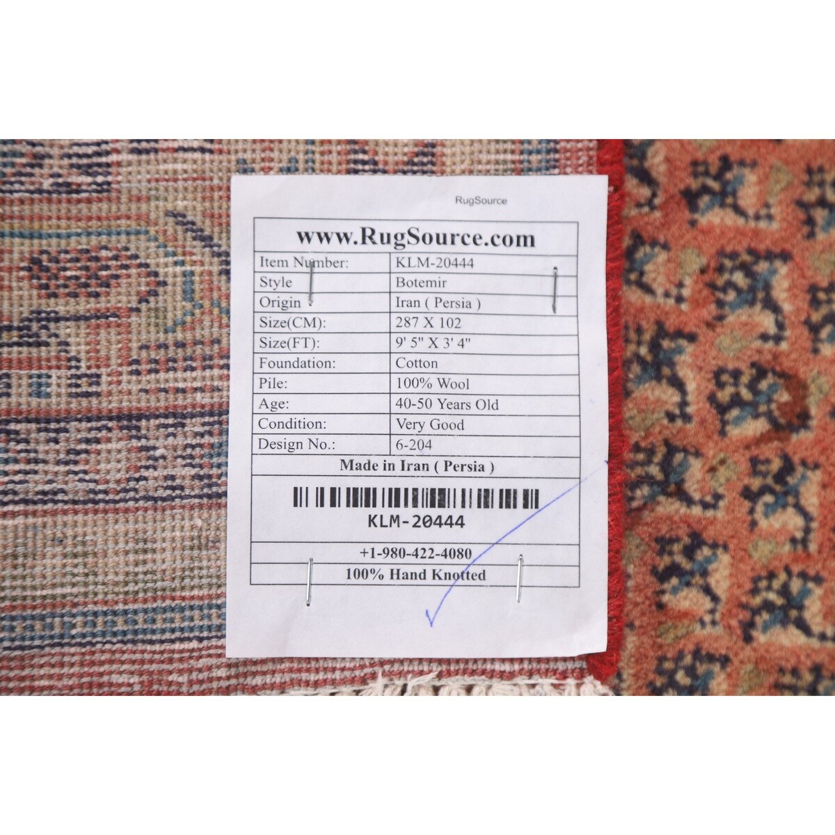 All-Over Botemir Persian Runner Vintage Rug Hand-knotted Wool Carpet - 3'4" x 9'5"