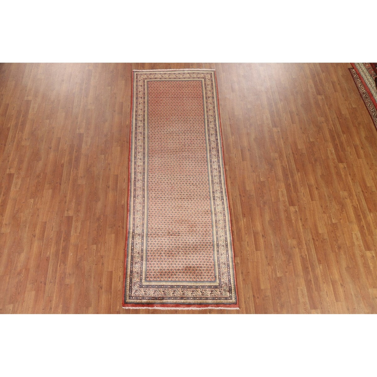 All-Over Botemir Persian Runner Vintage Rug Hand-knotted Wool Carpet - 3'4" x 9'5"