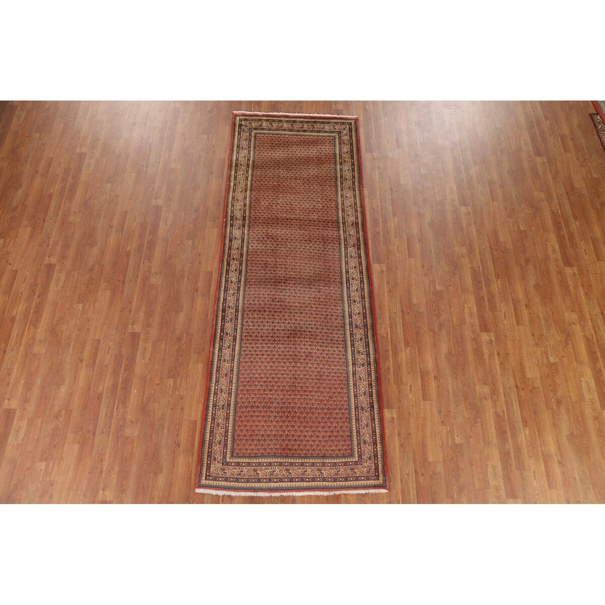 All-Over Botemir Persian Runner Vintage Rug Hand-knotted Wool Carpet - 3'4" x 9'5"