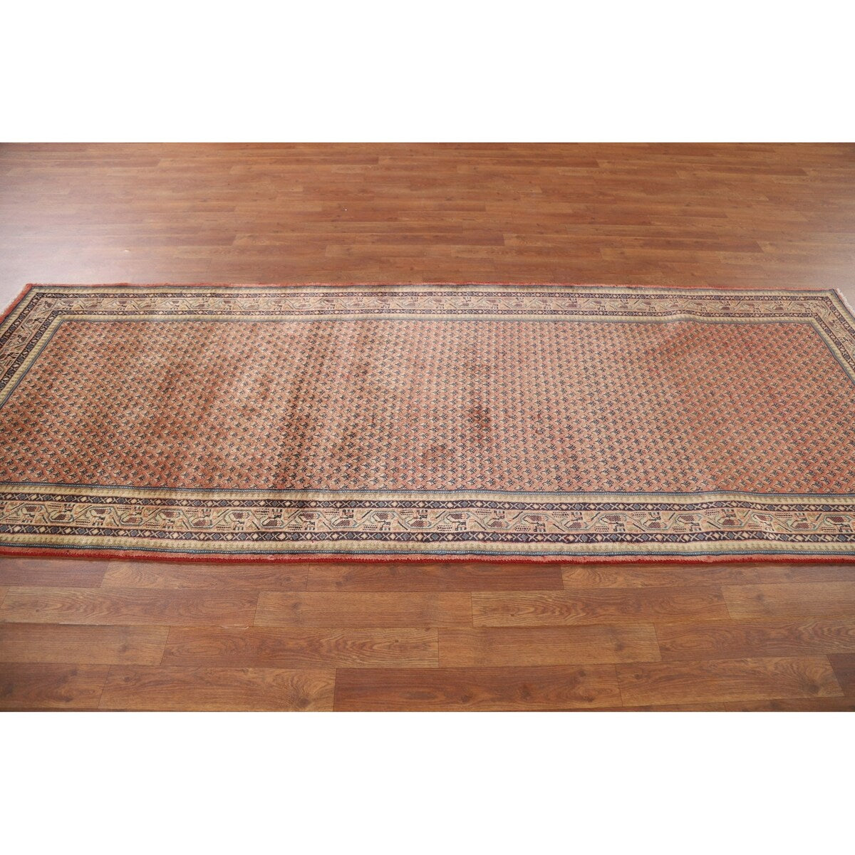 All-Over Botemir Persian Runner Vintage Rug Hand-knotted Wool Carpet - 3'4" x 9'5"