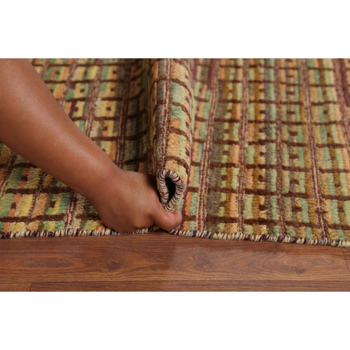 All-Over Checkered Moroccan Area Rug Hand-Knotted Wool Carpet - 8'0"x 10'3"