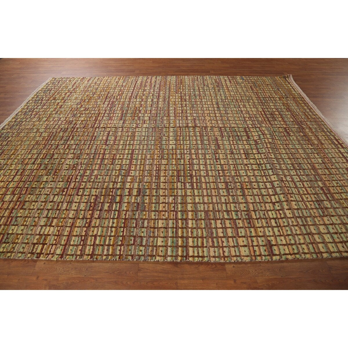 All-Over Checkered Moroccan Area Rug Hand-Knotted Wool Carpet - 8'0"x 10'3"