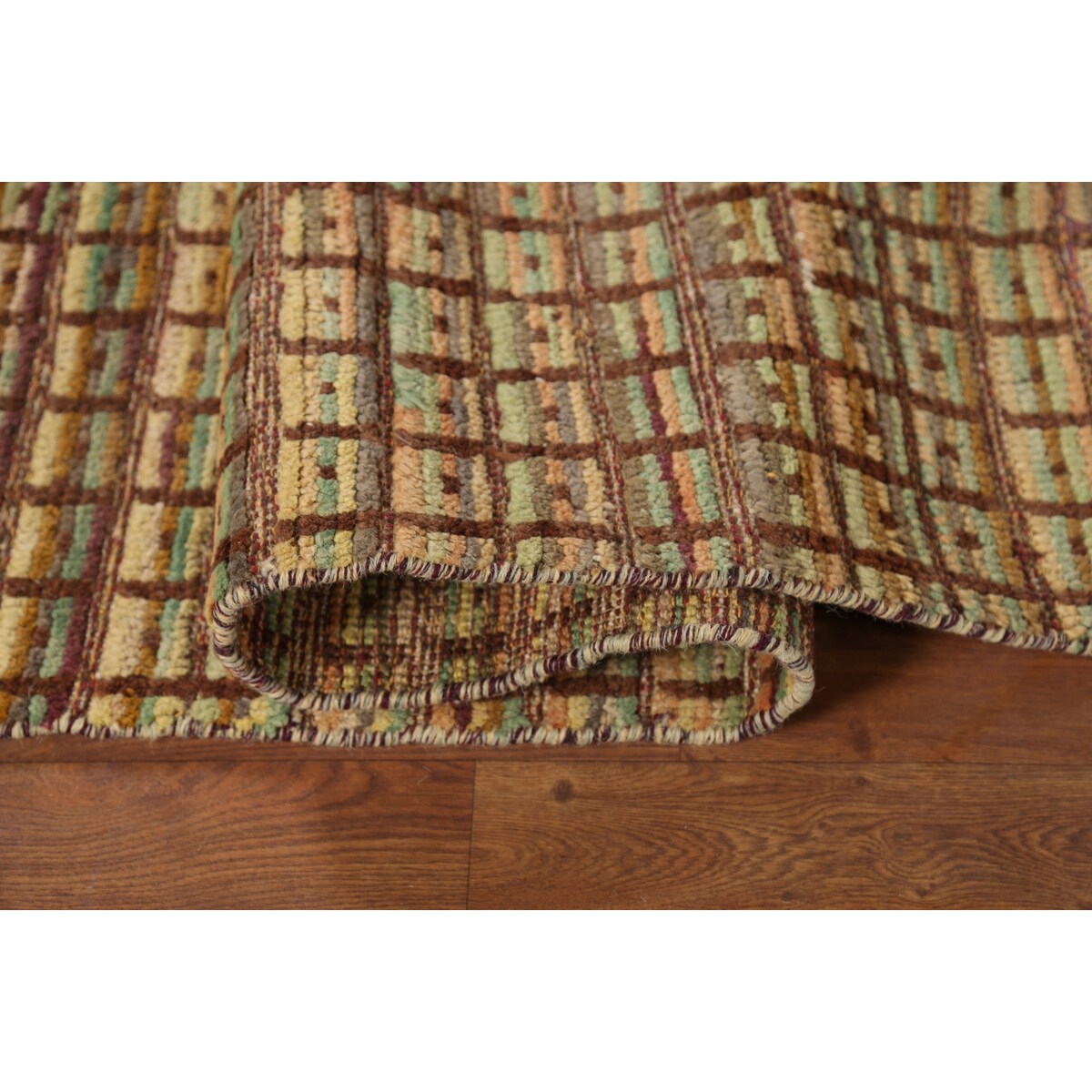 All-Over Checkered Moroccan Area Rug Hand-Knotted Wool Carpet - 8'0"x 10'3"
