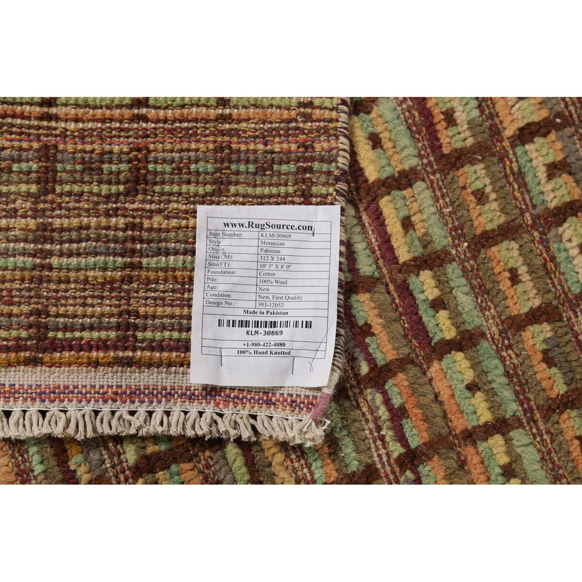 All-Over Checkered Moroccan Area Rug Hand-Knotted Wool Carpet - 8'0"x 10'3"