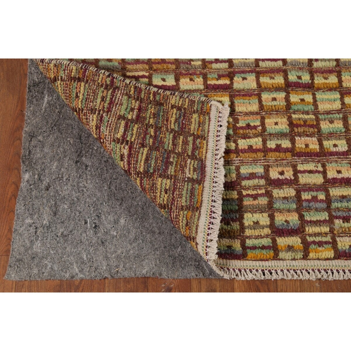 All-Over Checkered Moroccan Area Rug Hand-Knotted Wool Carpet - 8'0"x 10'3"
