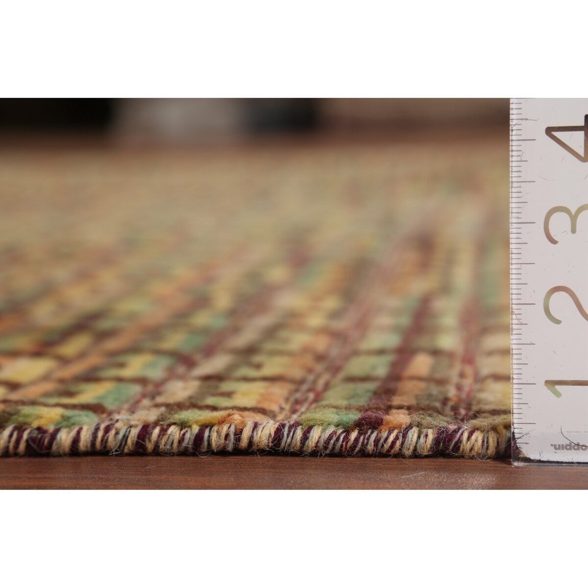 All-Over Checkered Moroccan Area Rug Hand-Knotted Wool Carpet - 8'0"x 10'3"