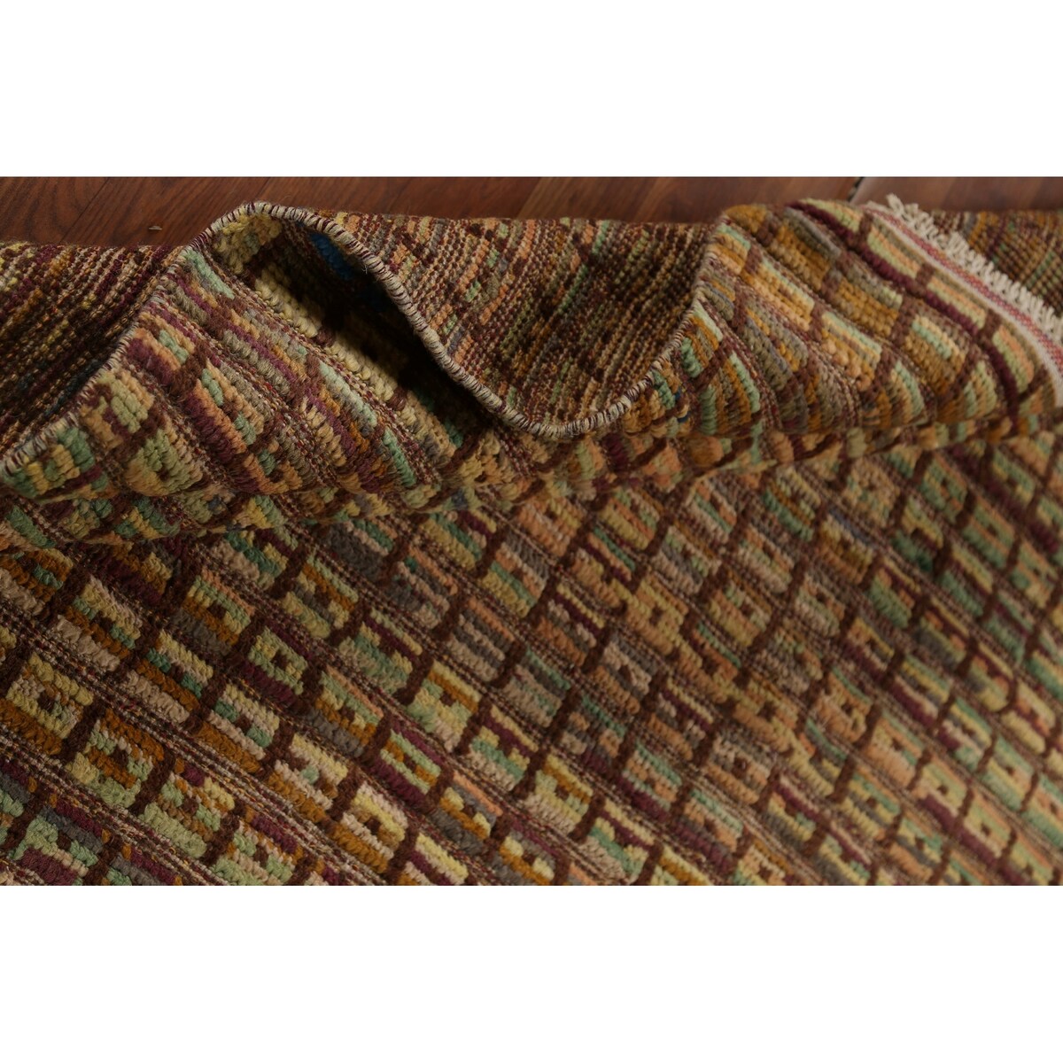 All-Over Checkered Moroccan Area Rug Hand-Knotted Wool Carpet - 8'0"x 10'3"