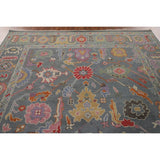 All-Over Floral Oushak Area Rug Handmade Wool Carpet - 8'1" x 10'2"