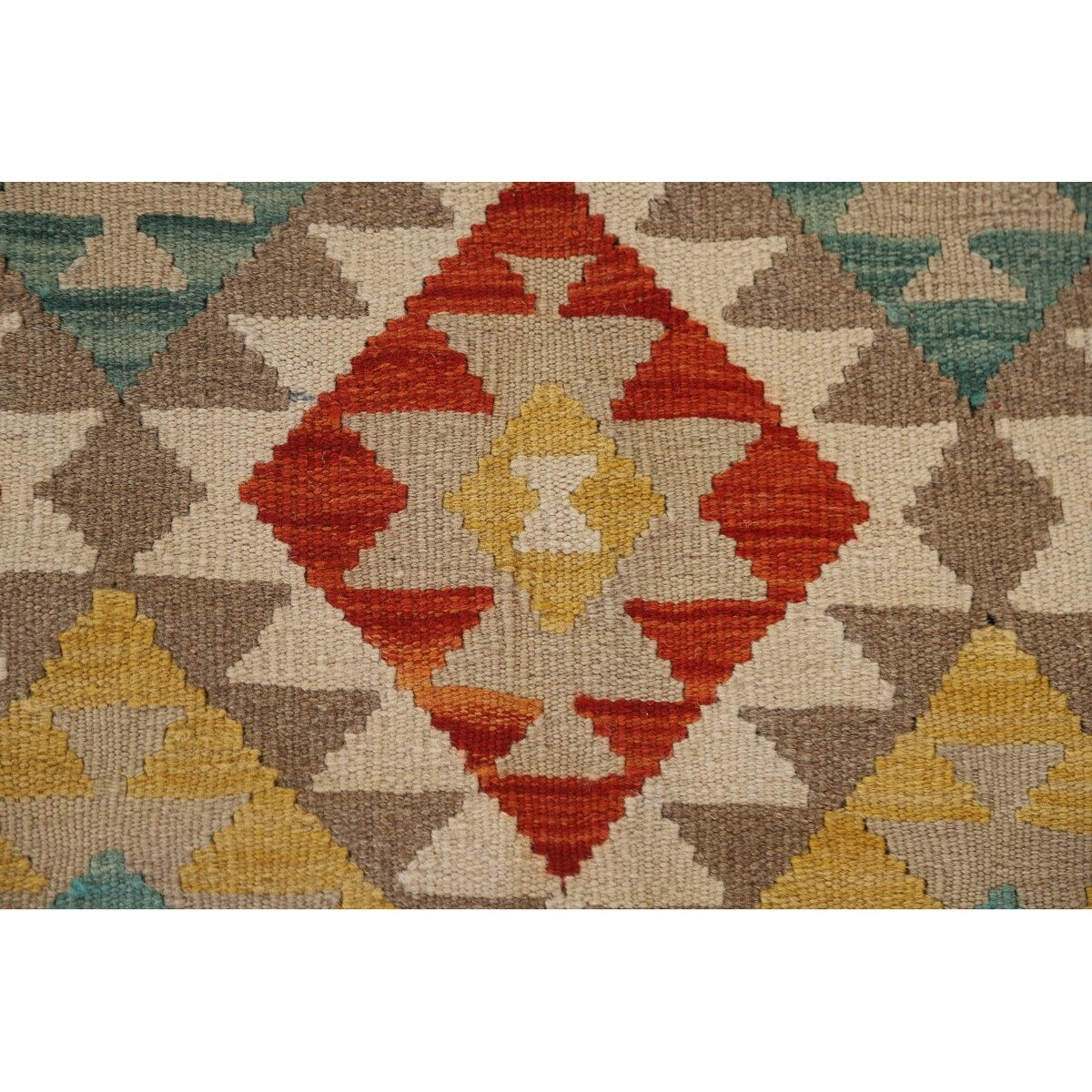 All-Over Geometric Kilim Oriental Area Rug Hand-woven Wool Carpet - 8'2" x 11'5"